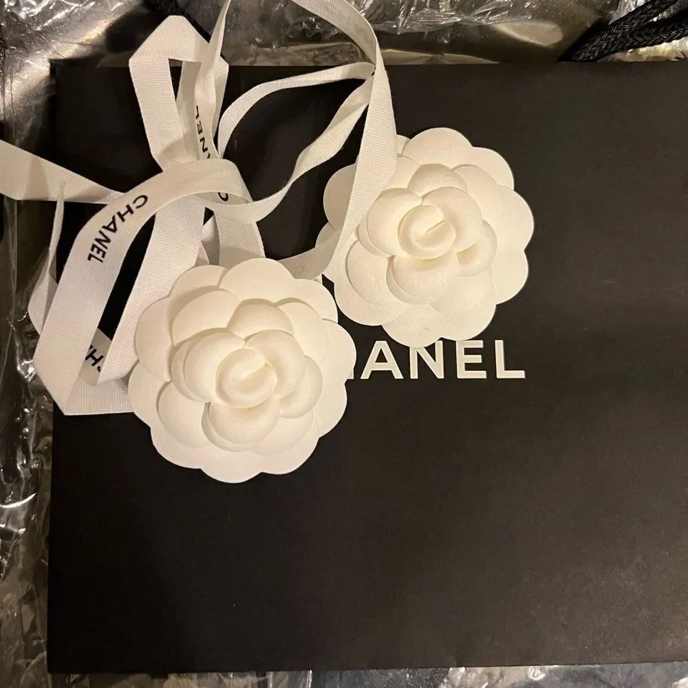 CHANEL Shopping Gift Bag w/Camelia flower RibbonGift  12”x 9.5”x5”